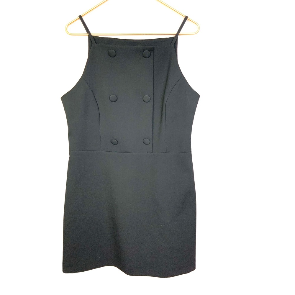 NWT ZARA Sz XL Tuxedo Double Breasted Buttons Halter Neck Mini Dress
